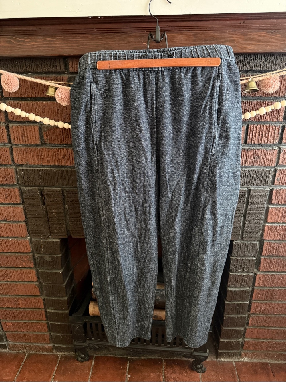 Eileen Fisher Denim-look Hemp/cotton blend  Elastic-Waist Pants